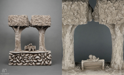 Banc public - Terre cuite - 40 x 34 x 14 cm